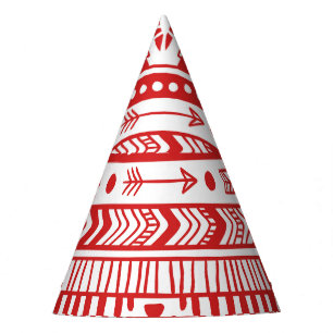Native American: Red Ink Doodle. Party Hat