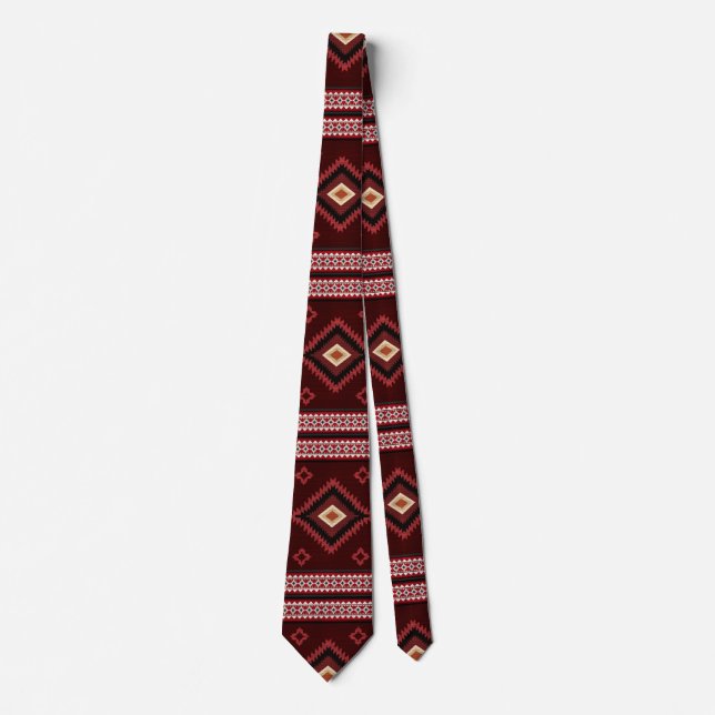 Native American Red Pattern Indian Tribal Geometry Tie (Front)