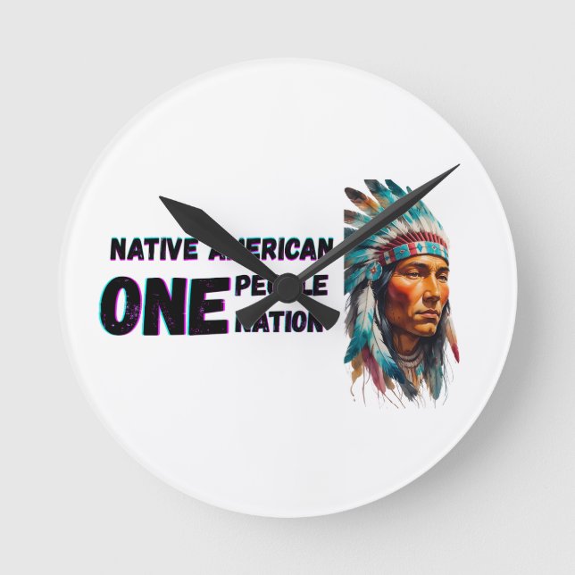 Native American  Round Clock (Front)