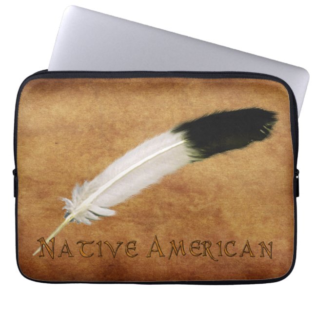 NATIVE AMERICAN Sacred Feather Laptop Sleeve (Front)