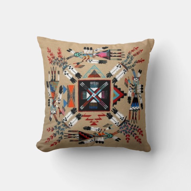 Native American Sand Idian Painting Cushion (Front)