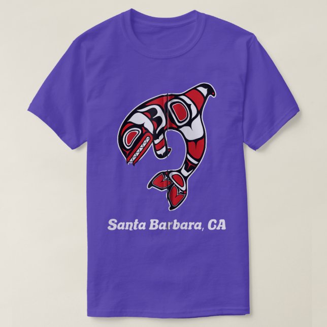Native American Santa Barbara CA Tribal Orca Kille T-Shirt (Design Front)