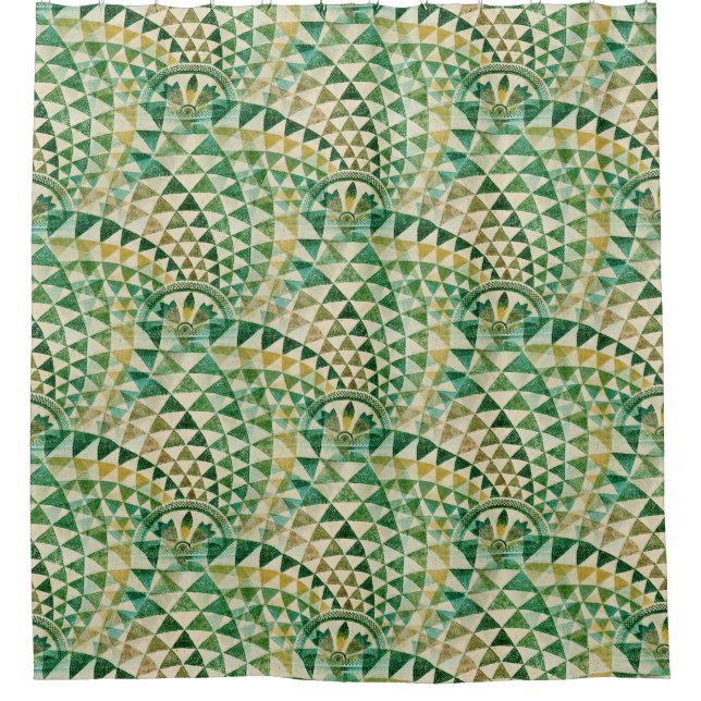 Native American seamless pattern green Shower Curtain (Front)
