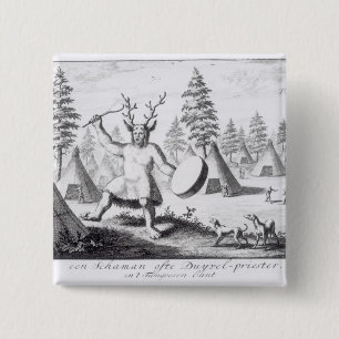 Native American Shaman 15 Cm Square Badge