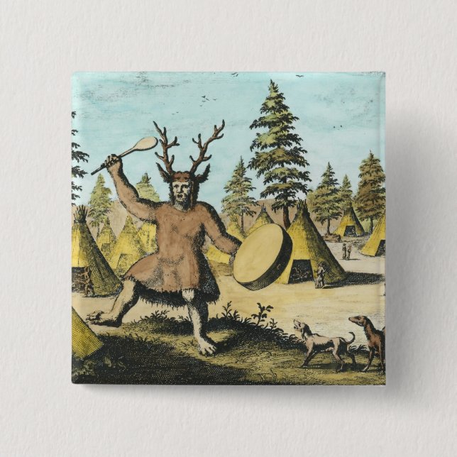 Native American Shaman 15 Cm Square Badge (Front)