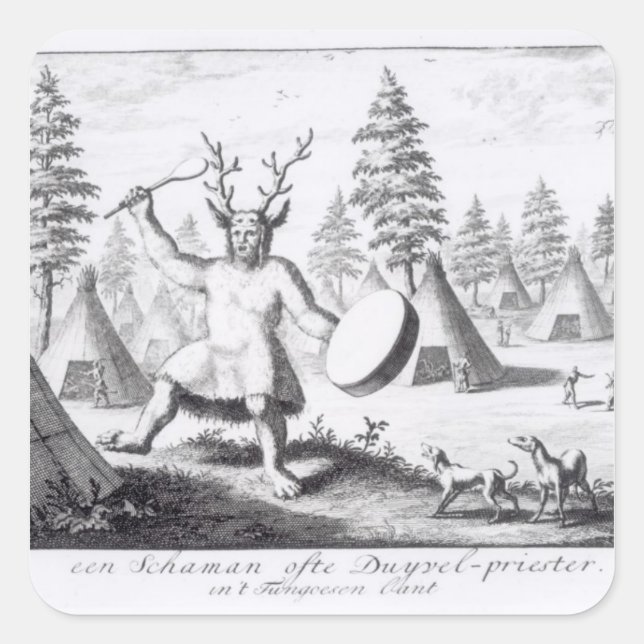 Native American Shaman Square Sticker (Front)