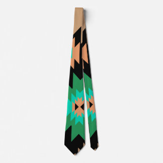 Native american shapes in green and brown tie