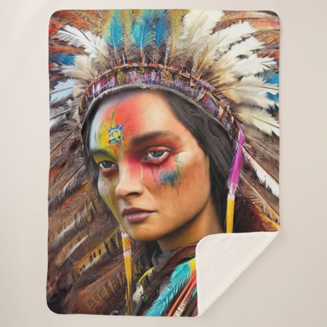 Native American Sioux Sherpa Blanket (Front)