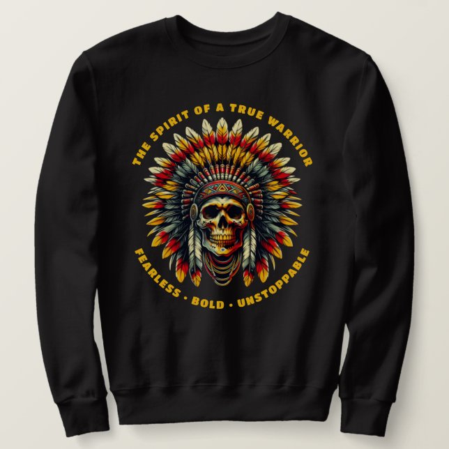 Native American Skull Chief  Sweatshirt (Design Front)