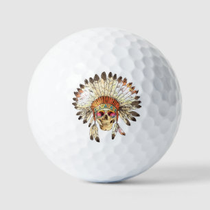 Native American Skull Fashion Illustration Golf Balls