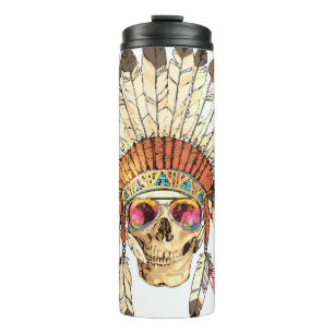 Native American Skull Fashion Illustration Thermal Tumbler