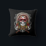 Native American Skull Indian Chief Headdress Cushion<br><div class="desc">Native American Skull Indian Chief Headdress design for every native American history lover.</div>