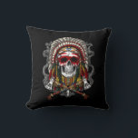 Native American Skull Indian Chief Headdress Cushion<br><div class="desc">Native American Skull Indian Chief Headdress design for every native American history lover.</div>