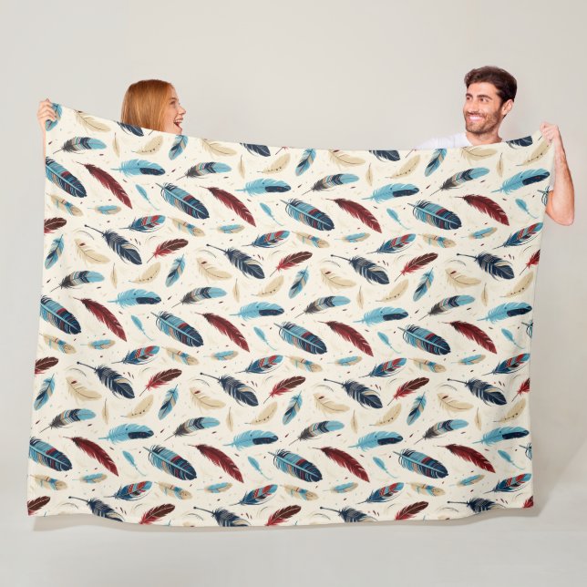 Native American Southwest Feather Pattern   Fleece Blanket (In Situ)