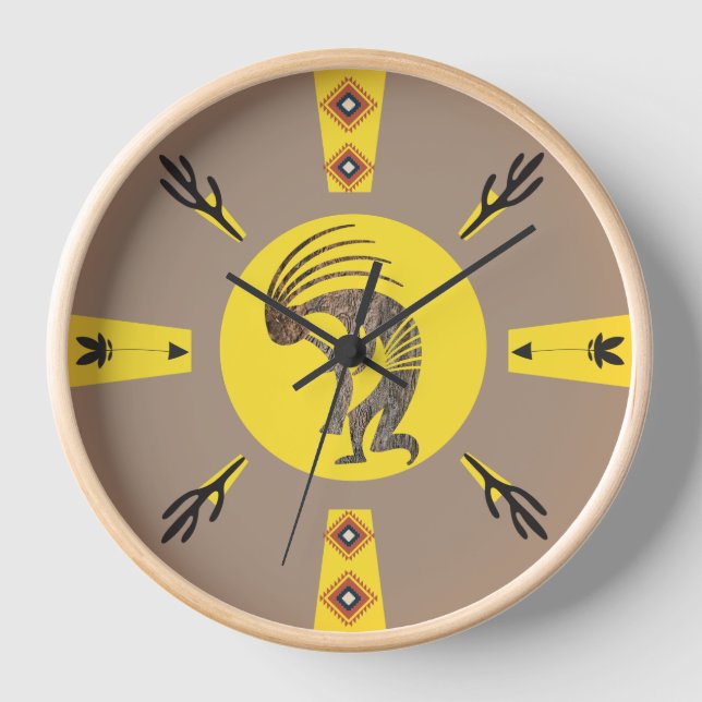 Native American Southwestern Sun Kokopelli  Clock (Front)