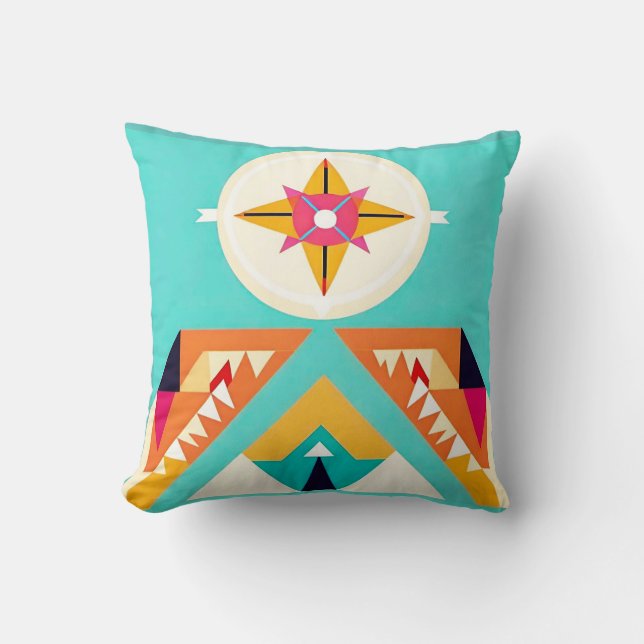 Native American Southwestern Tribal Inspired Art Cushion (Front)
