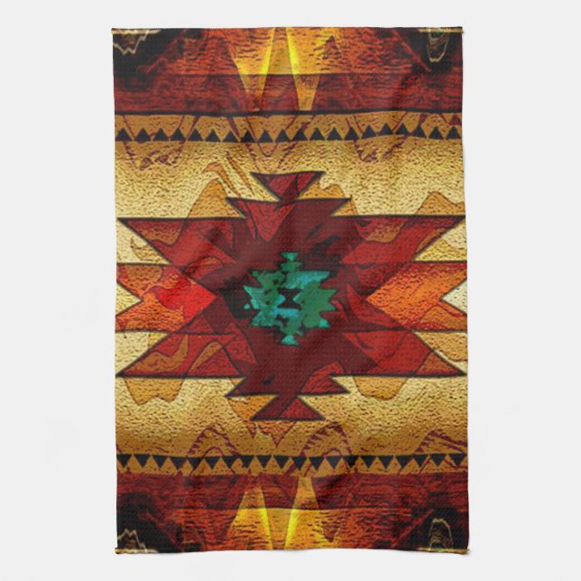 Native American Southwestern Tribal Tea Towel (Vertical)