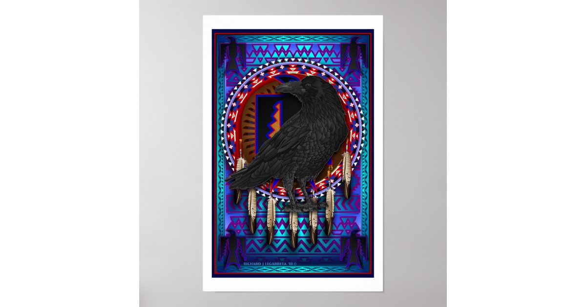 Native American Spirit Animal Crow design art Poster | Zazzle