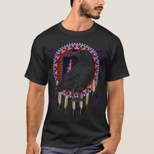 Native American Spirit Animal Crow design -t-shirt T-Shirt (Front)