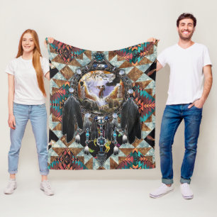 Native American Spirit Warrior Pullover Fleece Blanket