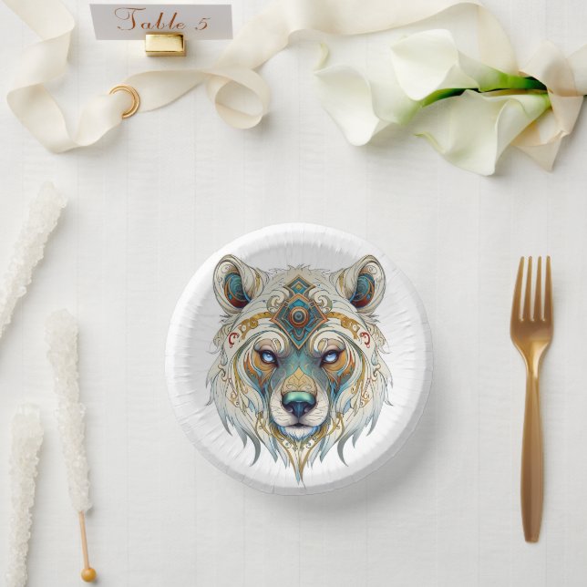 Native American Spiritual Wolf Paper Plate (Wedding)