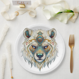 Native American Spiritual Wolf Paper Plate