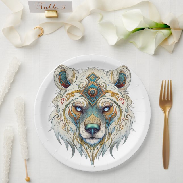 Native American Spiritual Wolf Paper Plate (Wedding)