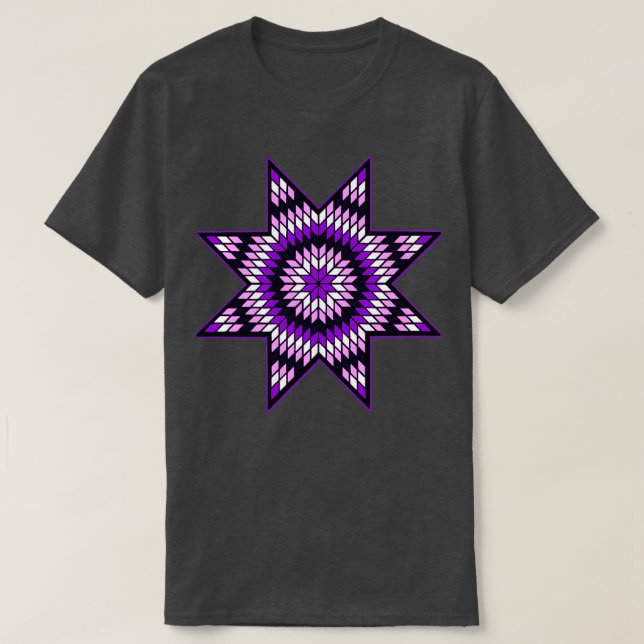 Native American StarQuilt Design Purple Pink and W T-Shirt (Design Front)