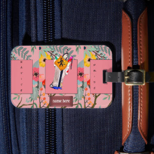 Native American Still Here Cartoon Floral Custom Luggage Tag