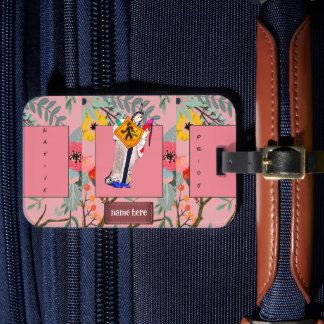 Native American Still Here Cartoon Floral Custom Luggage Tag