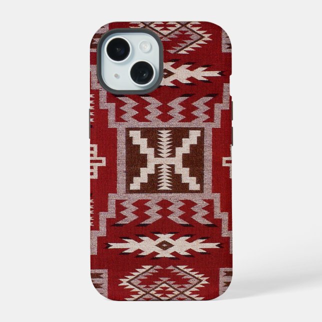 Native American Storm Pattern iPhone 15 Case (Back)