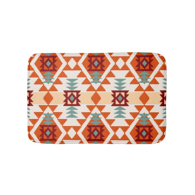 Native American Style Geometric Seamless Bath Mat (Front)