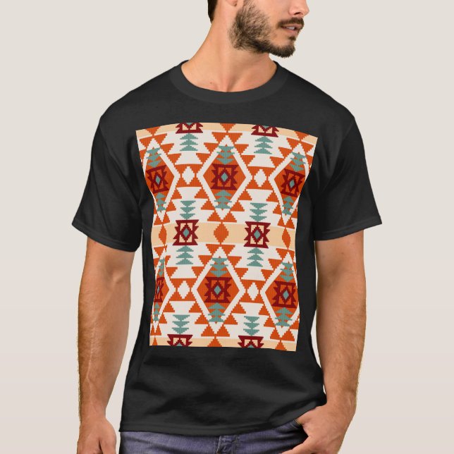 Native American Style Geometric Seamless T-Shirt (Front)