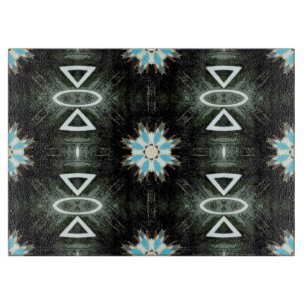 native american style star-burst geometric cutting board
