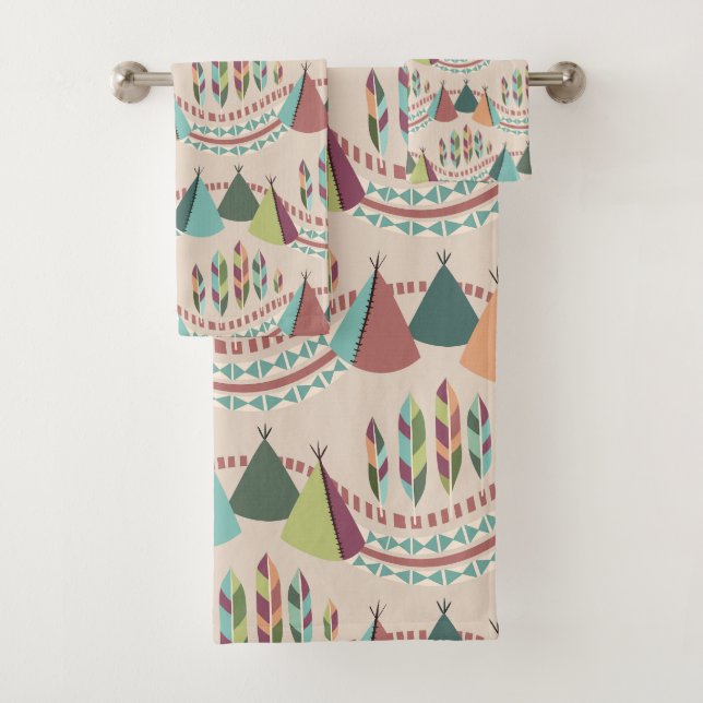 native american stylisation bath towel set (Insitu)