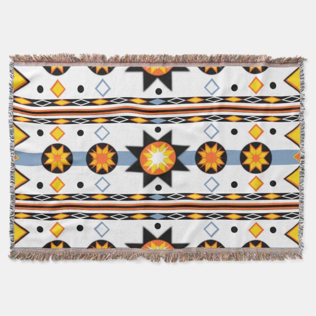 Native American Sun Pattern Throw Blanket (Front)