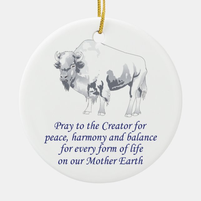 Native American Symbolism Ceramic Ornament (Front)