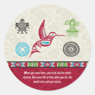 Native American Symbols and Wisdom - Hummingbird Classic Round Sticker