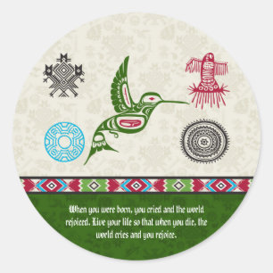 Native American Symbols and Wisdom - Hummingbird Classic Round Sticker