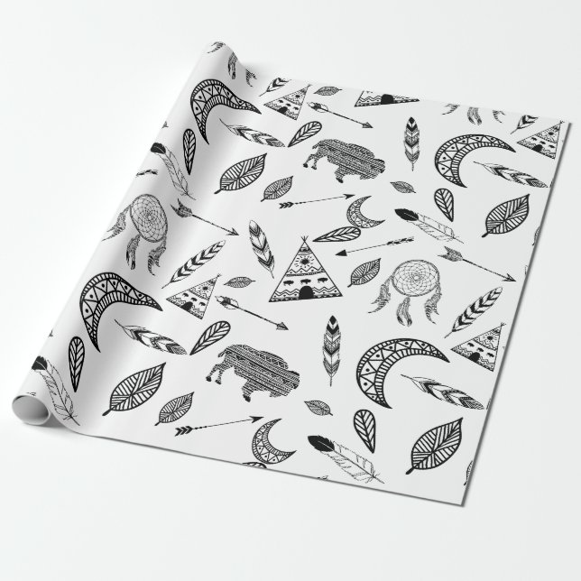 Native American Symbols Custom background Wrapping Paper (Unrolled)