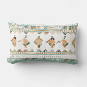 Native American Teal Pattern Lumbar Cushion