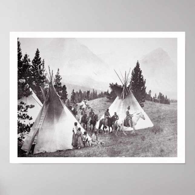 Native American Teepee Camp, Montana, c.1900 (b/w Poster (Front)