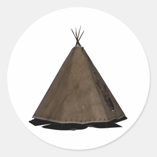 native american teepee classic round sticker (Front)