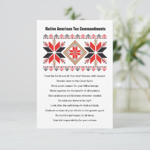Native American Ten Commandments Flat Card