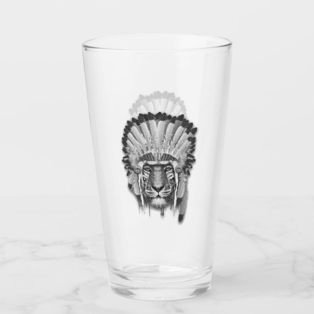 Native American Tiger Chief Glass (Front)