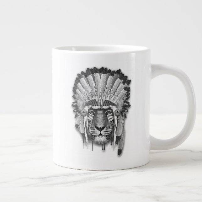 Native American Tiger Chief Large Coffee Mug (Right)