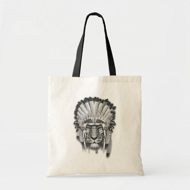 Native American Tiger Chief Tote Bag (Front)