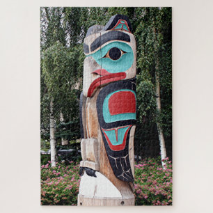 Native American Totem Pole,  Anchorage, Alaska Jigsaw Puzzle