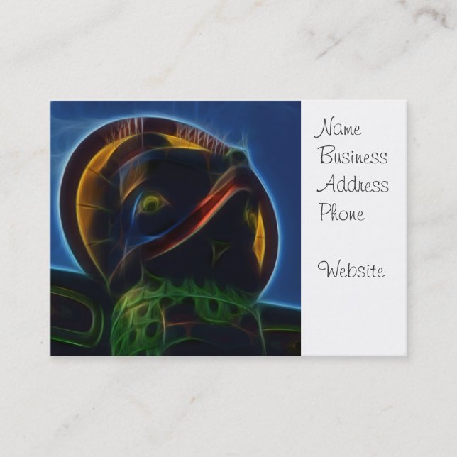 Native American Totem Pole Fractal Art Design Business Card (Front)