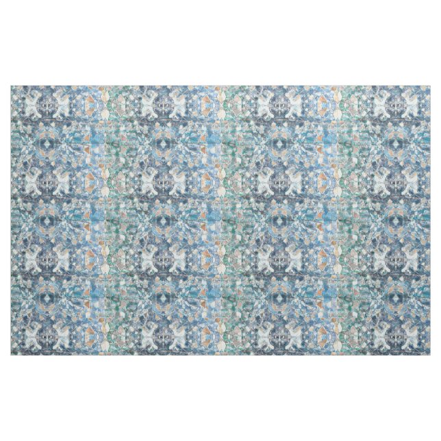 Native American Tribal Classic Blue Tan Pattern Fabric (Fat Quarter)